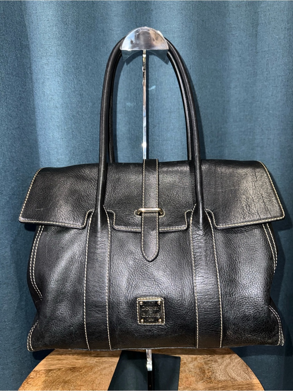 Dooney & Bourke Priscilla Black Leather Top-Handle Shoulder Bag